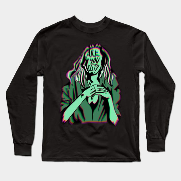 Are You Lost? Dreamcore in Moss Green Long Sleeve T-Shirt by TheDoodlemancer